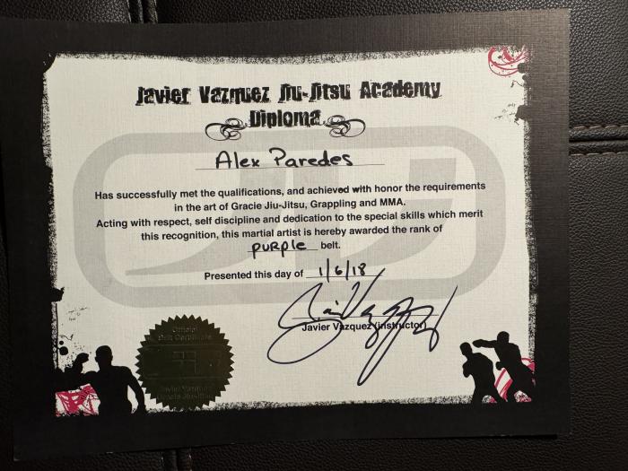 Purple belt · January 6, 2018 · Promoted by Javier Vazquez