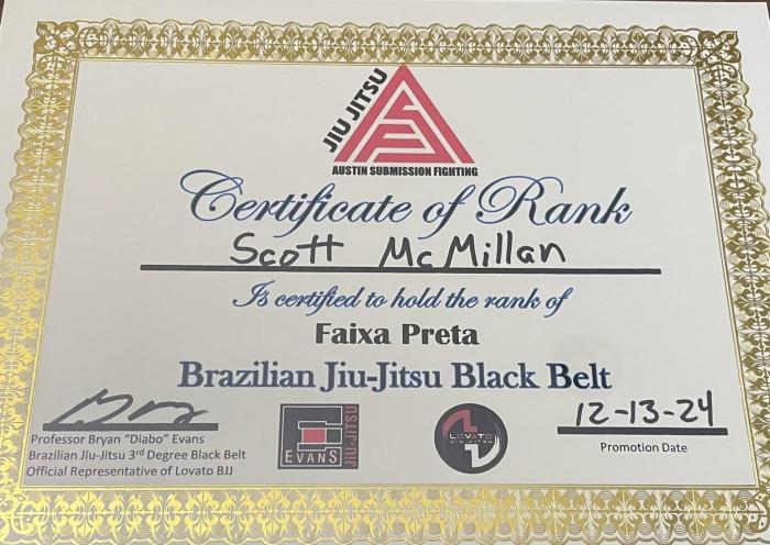 Black belt · December 13, 2024 · Promoted by Bryan Evans