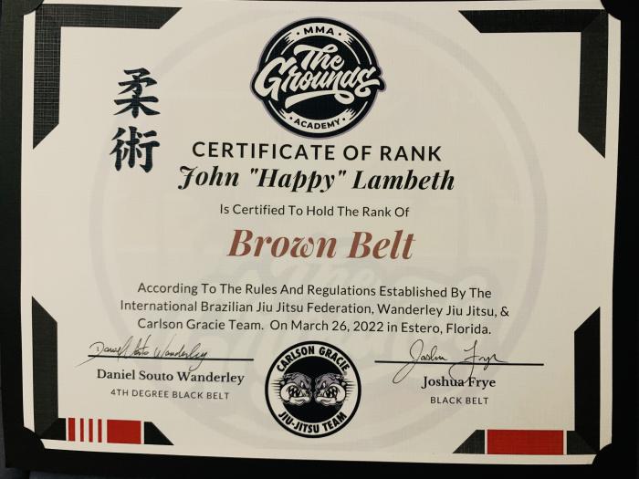 Brown belt · March 26, 2022 · Promoted by Joshua Frye