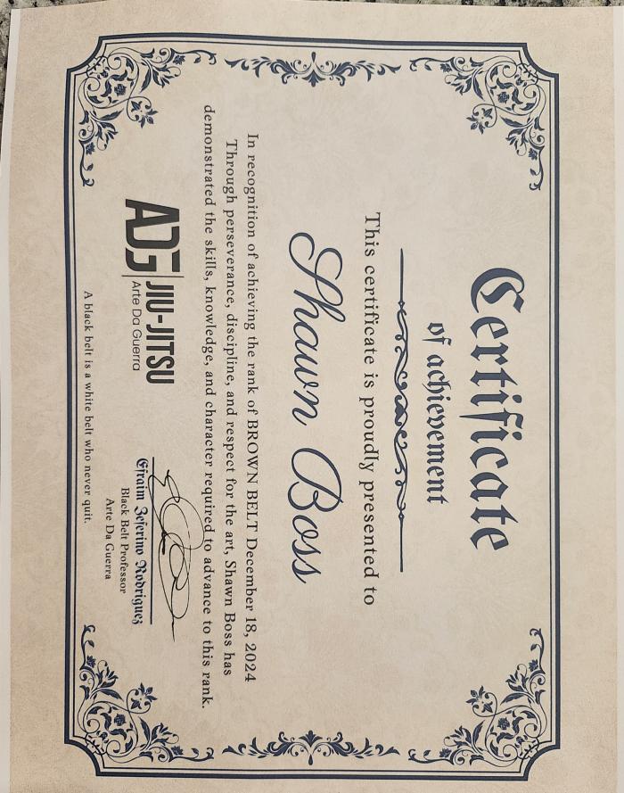Brown belt · December 17, 2024 · Promoted by Efraim Zeferino