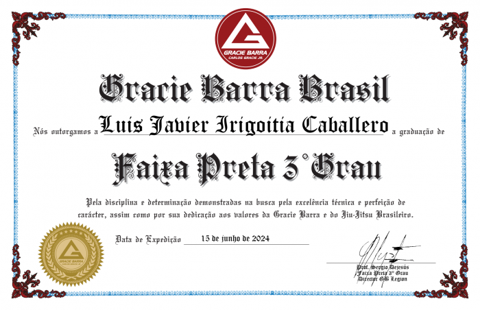 Black belt 3rd degree · December 6, 2024 · Promoted by Sergio Dejesús