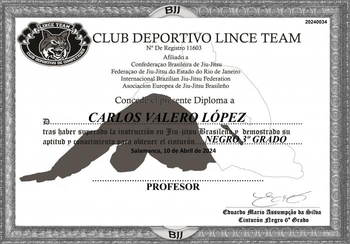Black belt 3rd degree · April 10, 2024 · Promoted by Eduardo Mario Assupmção da Silva