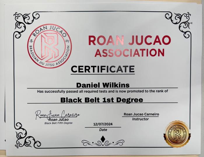 Black belt 1st degree · December 21, 2024 · Promoted by Roan "Jucao" Carneiro