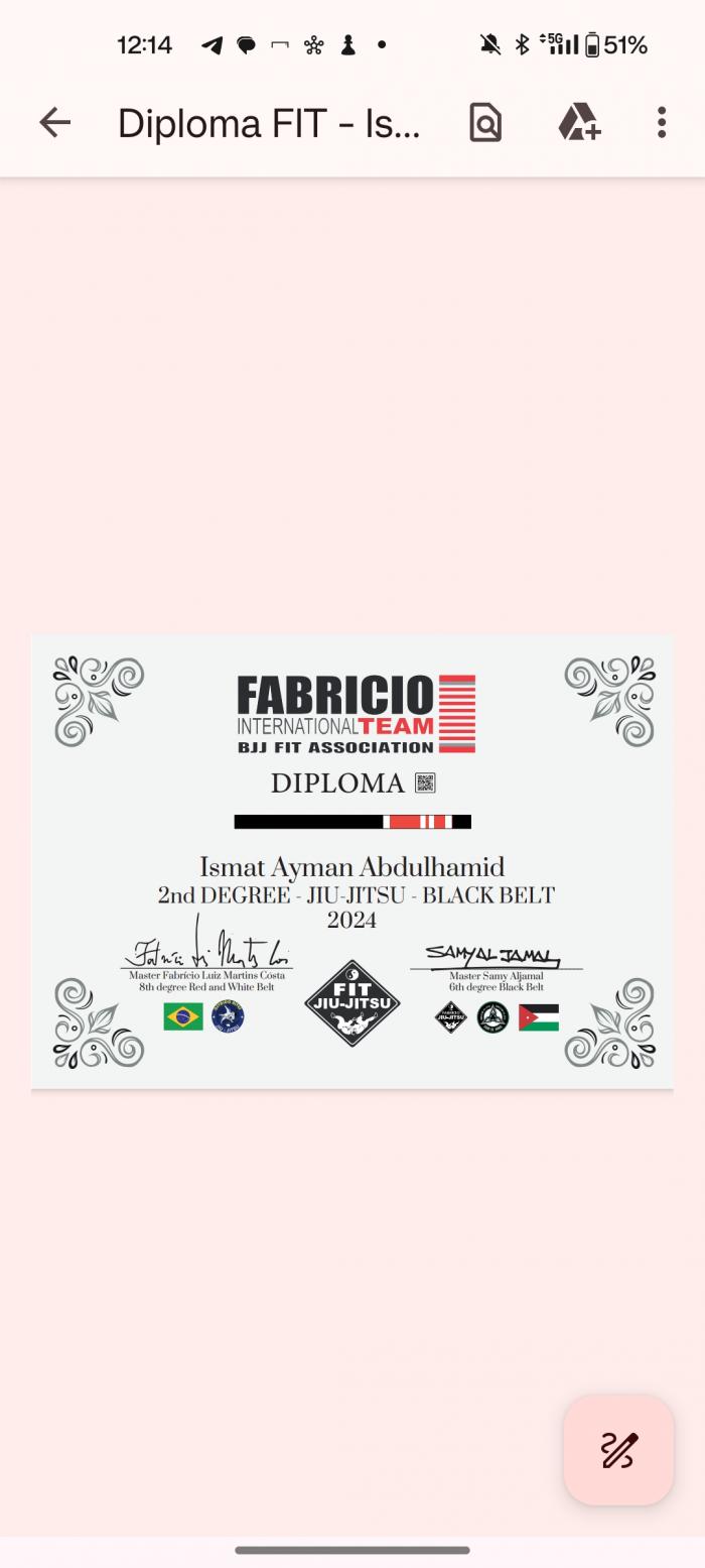 Black belt 2nd degree · June 22, 2024 · Promoted by Samy Aljamal