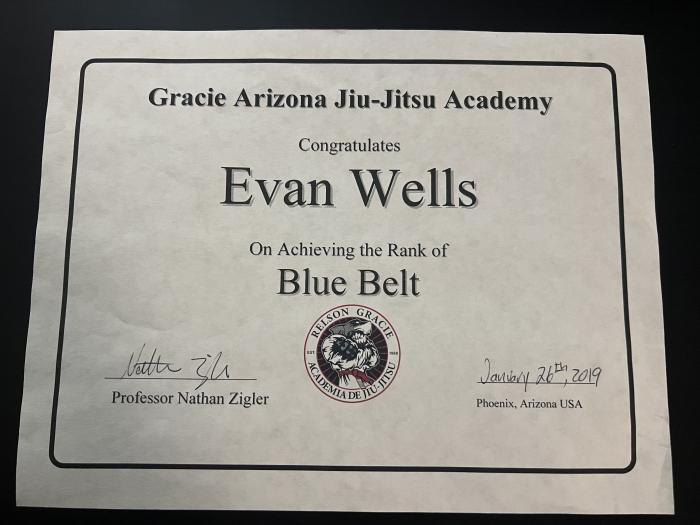 Blue belt · January 26, 2019 · Promoted by Nathan Zigler