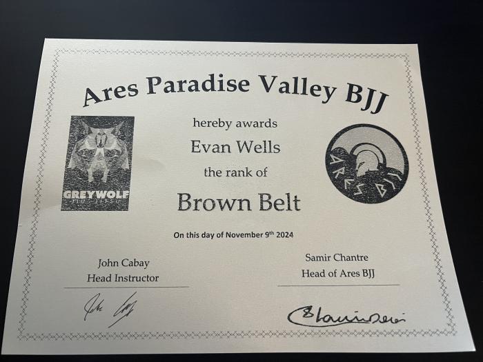 Brown belt · November 9, 2024 · Promoted by John Cabay