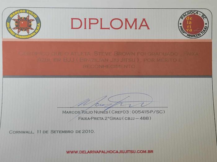 Blue belt · September 11, 2010 · Promoted by Marcos Tulio Nunes