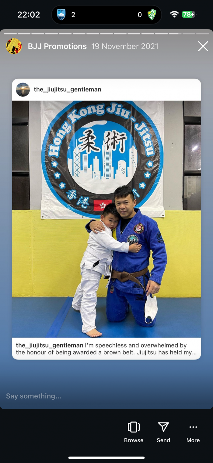 Brown belt · November 19, 2021 · Promoted by Aramaki Makoto