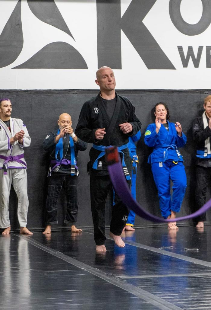 My promotion to purple belt.