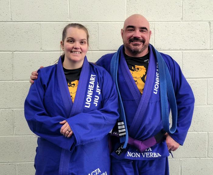 First stripe and husband's purple belt promotion 12/14/24