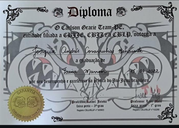 Brown belt · April 15, 2022 · Promoted by Leon Melo