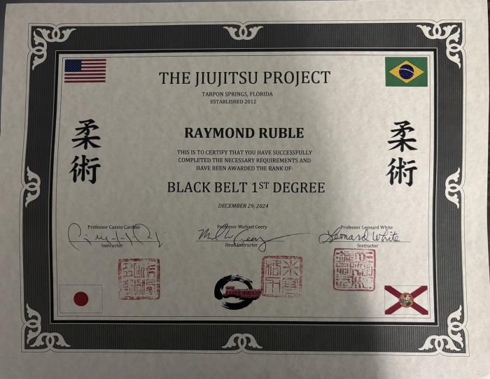 Black belt 1st degree · December 29, 2024 · Promoted by Michael Geery