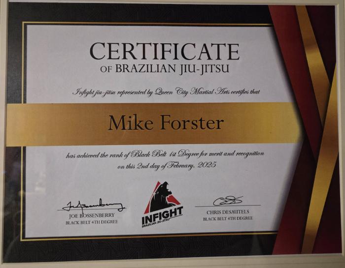 Black belt 1st degree · February 6, 2025 · Promoted by Joe Bossenberry