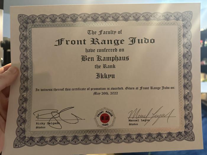 Judo Ikkyu rank