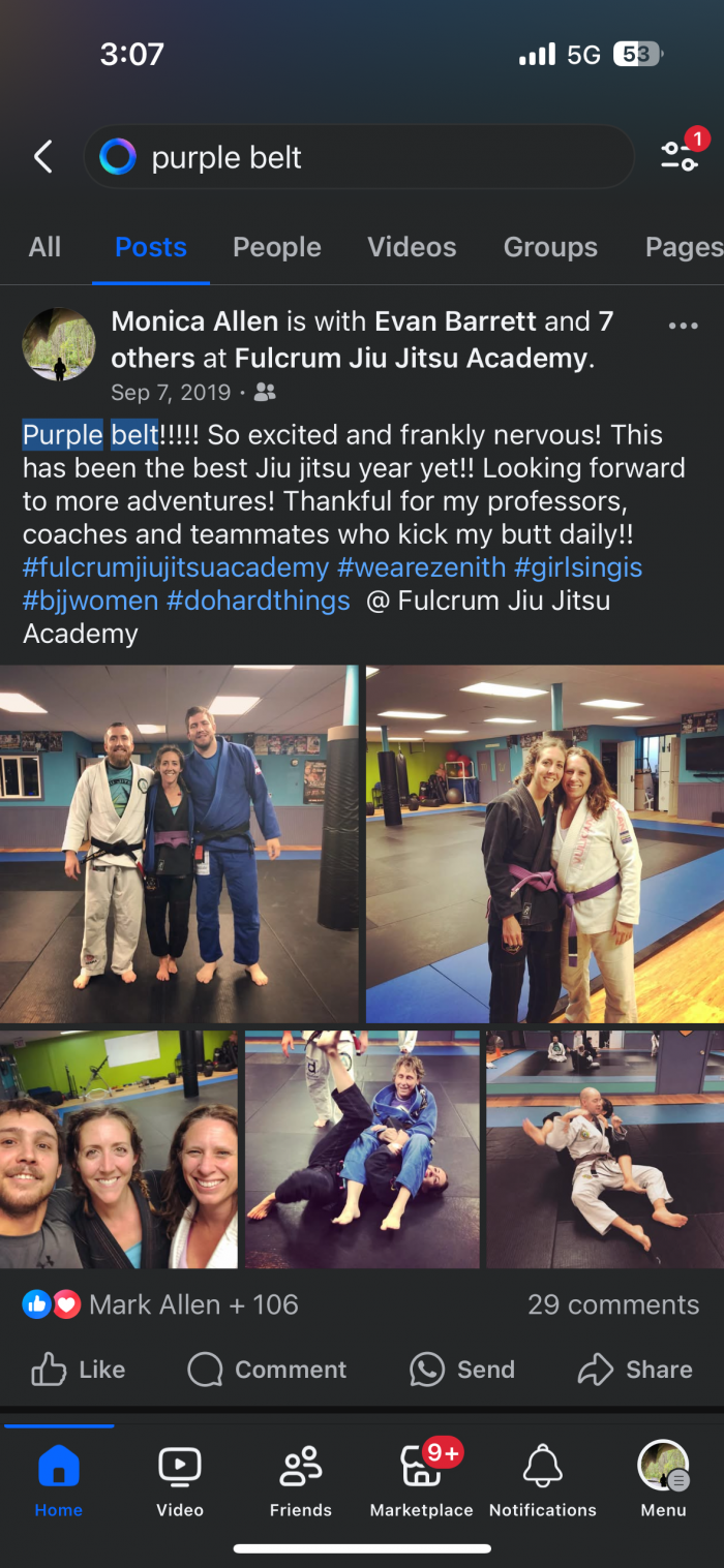 Purple belt · September 7, 2019 · Promoted by Evan Barrett