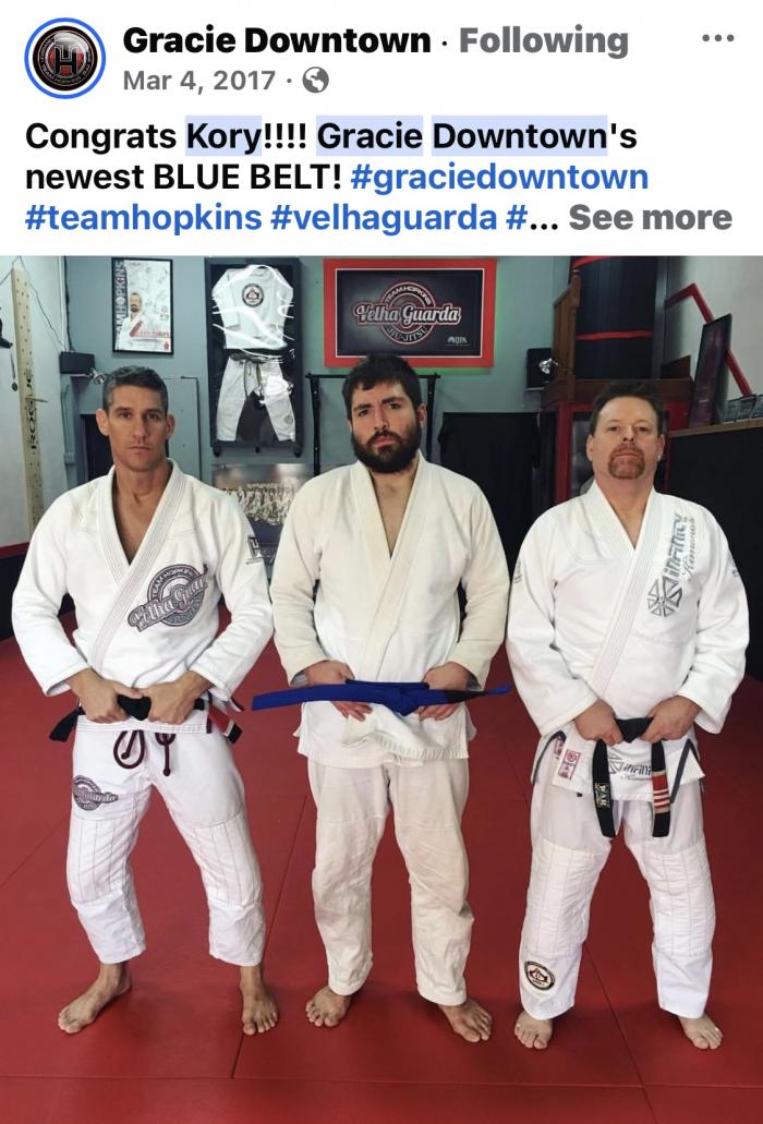 Blue belt · March 4, 2017 · Promoted by Tony baker