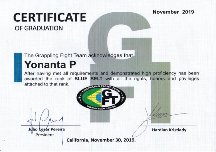 Blue belt · November 30, 2019 · Promoted by Hardian Kristiady