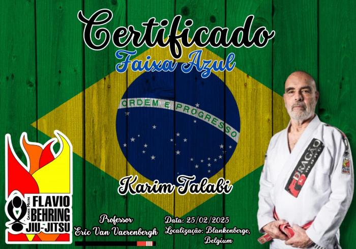 Blue belt · February 25, 2025 · Promoted by Eric Van Vaerenbergh