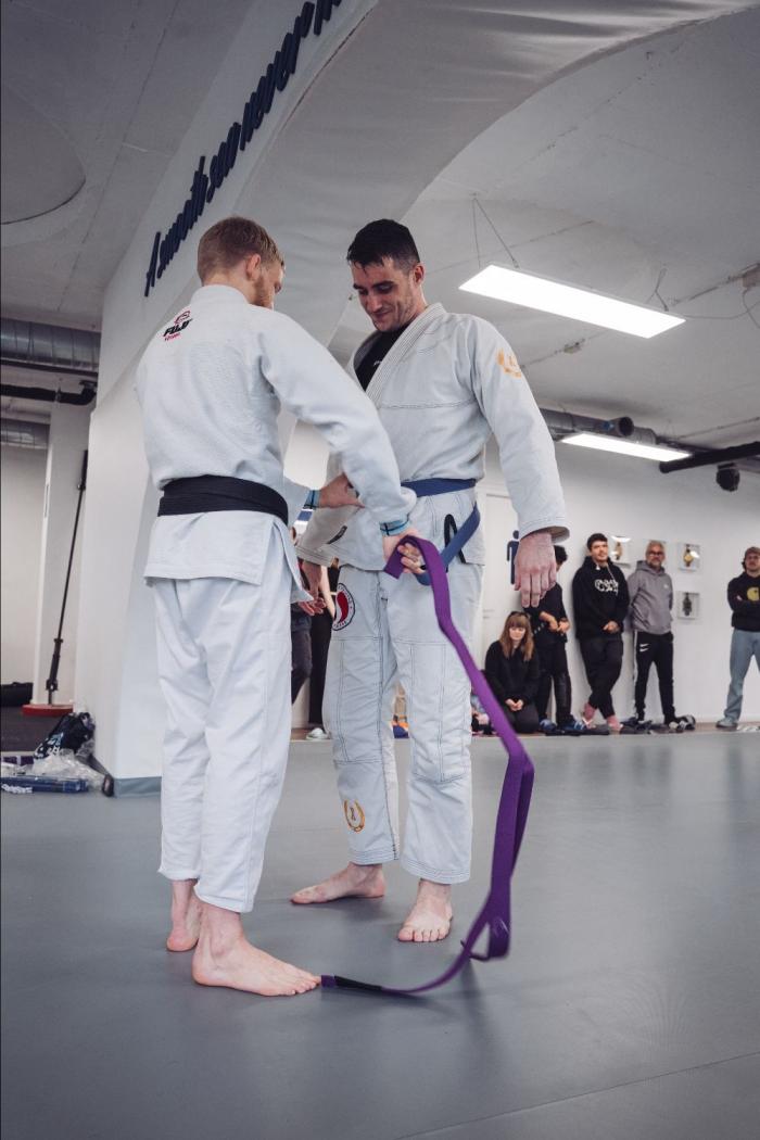 Receiving my purple belt from Daniel de Groot.