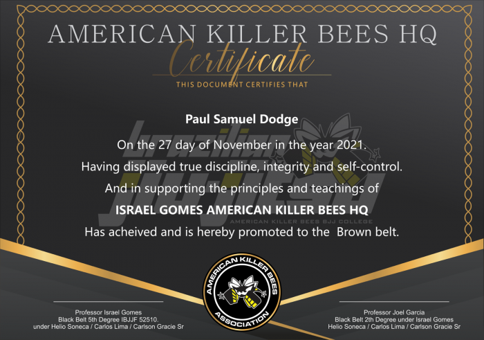 Brown belt · November 27, 2021 · Promoted by Israel Gomez