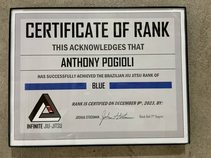 Blue belt · January 19, 2024 · Promoted by Joshua Stockman