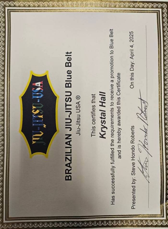 Blue belt · April 4, 2025 · Promoted by Jiu-jitsu USA