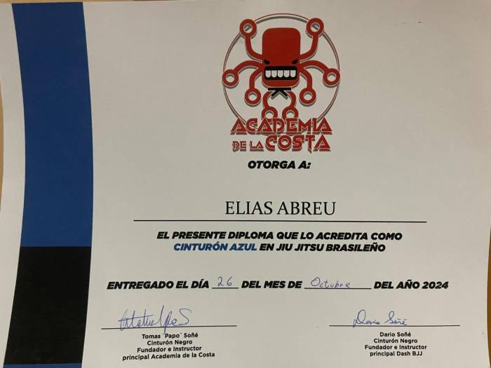 Blue belt · October 11, 2024 · Promoted by Tomas soñe
