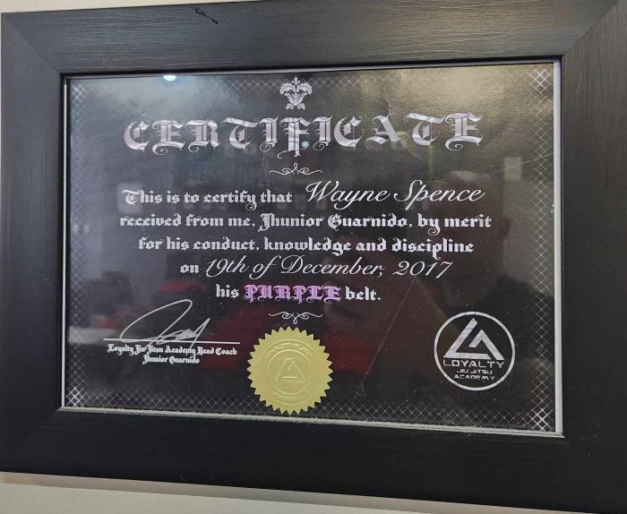 Purple belt · December 1, 2017 · Promoted by Jhunior Guarnido