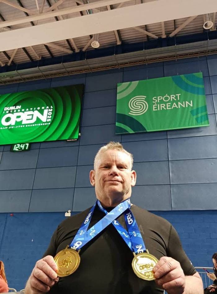 Double gold at the IBJJF Dublin International. Won Black belt master 6 and the absolute