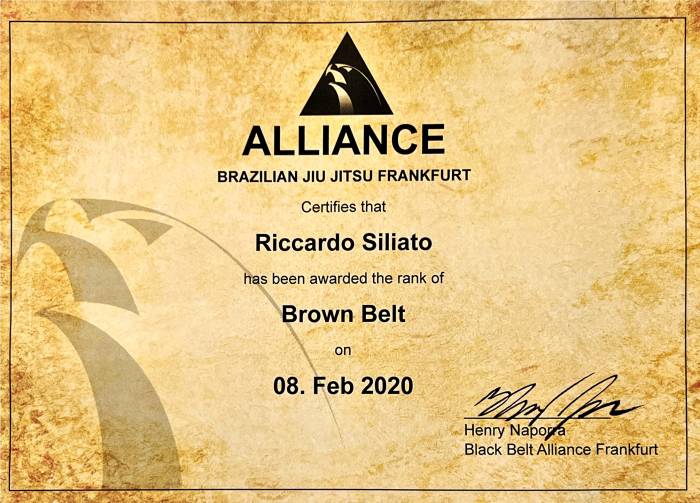 Brown belt · February 8, 2020 · Promoted by Henry
