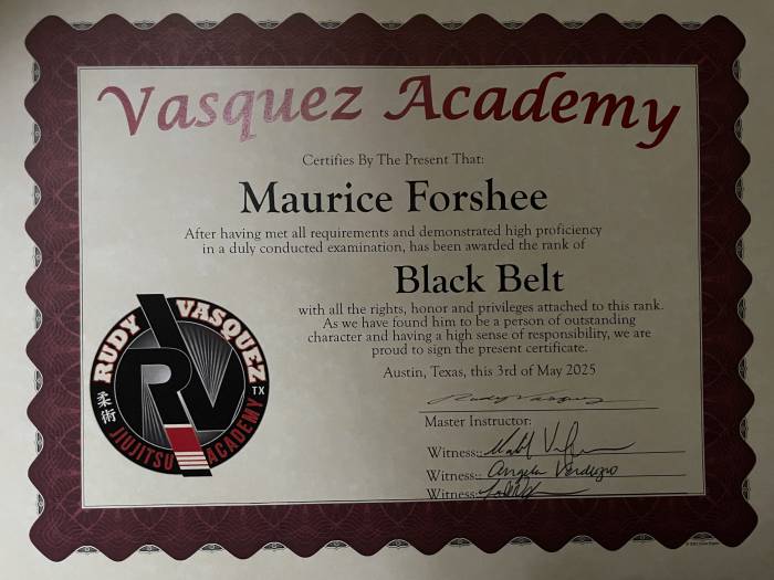 Black belt · May 3, 2025 · Promoted by Rodolfo Vasquez