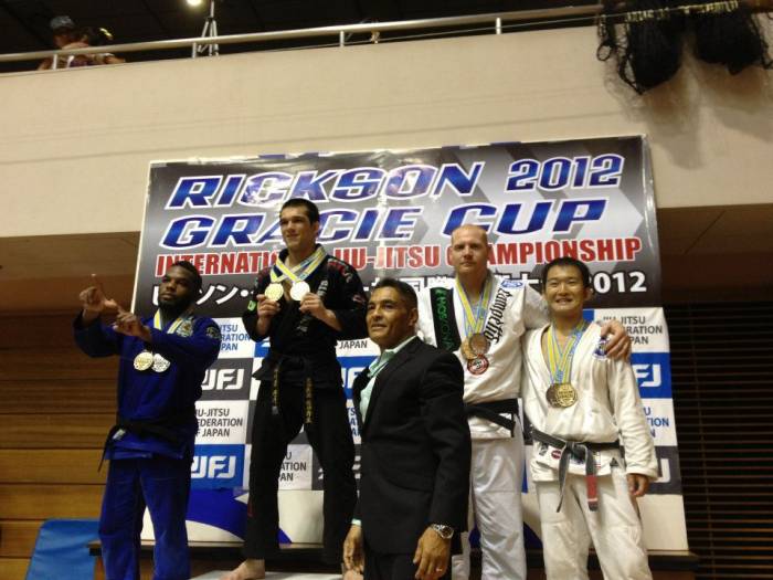 On the podium with champions at the Rickson Gracie cup