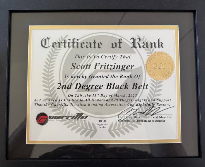 Black belt 2nd degree · March 15, 2025 · Promoted by Matt Darcy