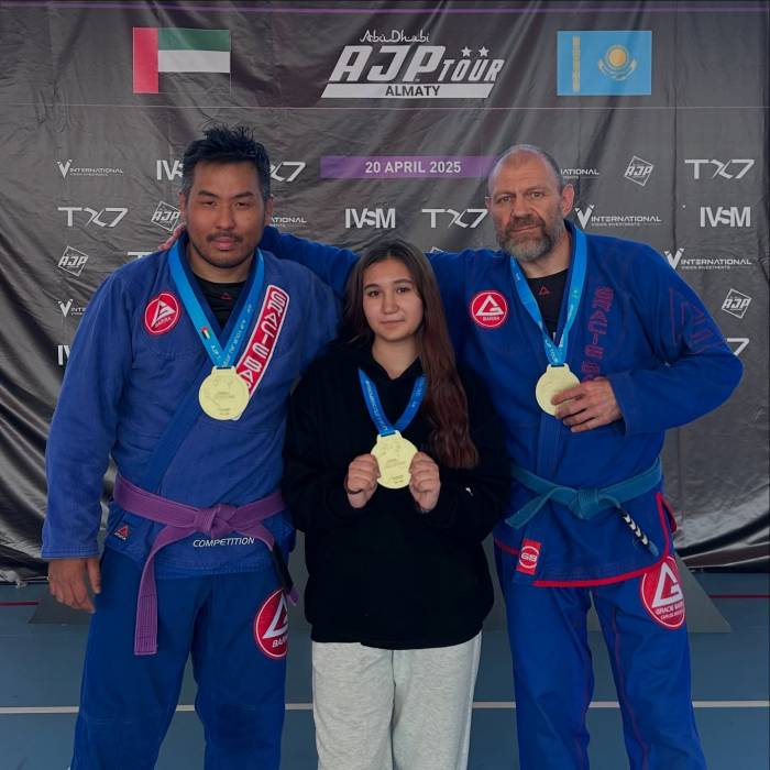 AJP Tour — we took every gold there was. Gracie Barra Almaty forever. Discipline. Pressure. Victory.