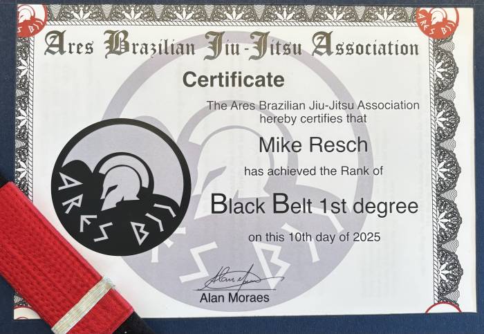 Black belt 1st degree · May 10, 2025 · Promoted by Alan Rodrigo de Moraes