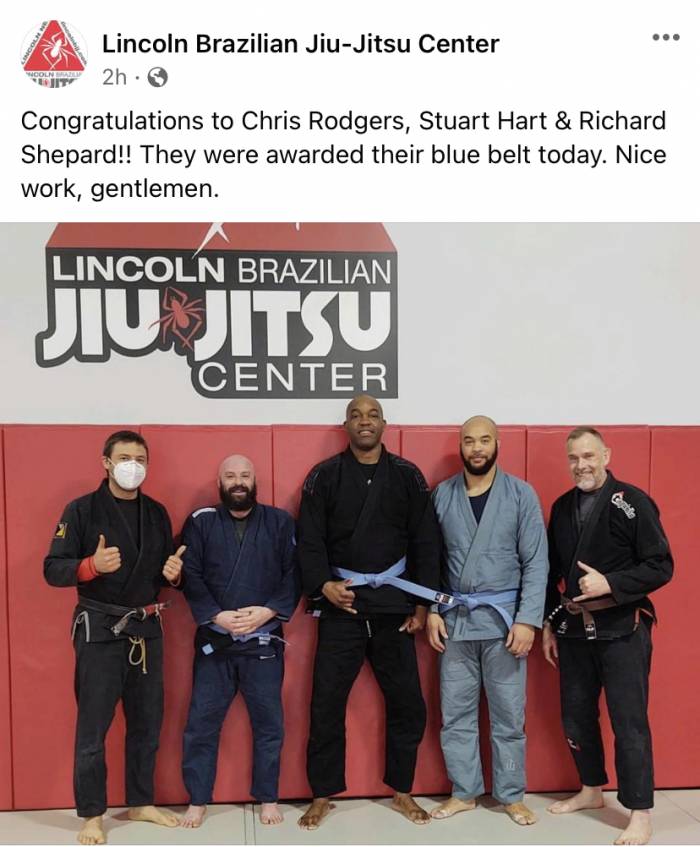 Blue belt · March 7, 2021 · Promoted by Greg Lawson