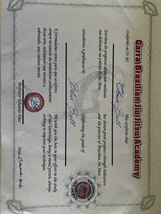 Blue belt · December 1, 2012 · Promoted by Eduardo Dias