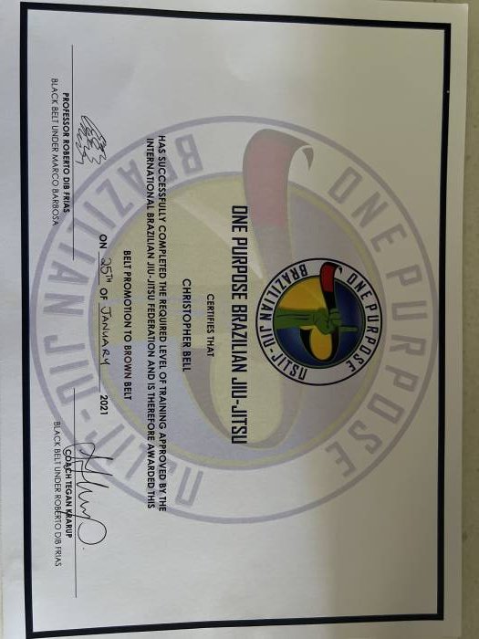 Brown belt · January 25, 2021 · Promoted by Roberto Dib Frias