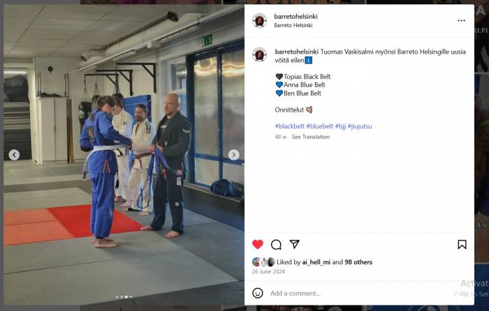 Blue belt · June 26, 2024 · Promoted by Tuomas Vaskisalmi