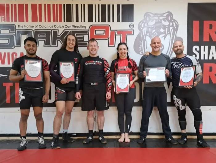 After completing the level 2 catch wrestling accreditation course at snakepit, wigan