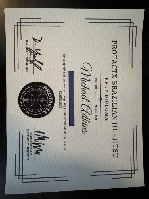 Purple belt · December 6, 2024 · Promoted by Danny Yakel