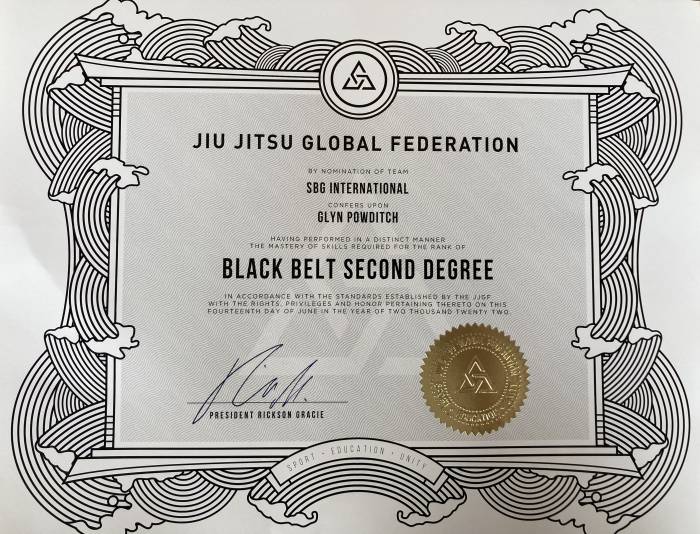 Black belt 2nd degree · September 21, 2019 · Promotion by time served