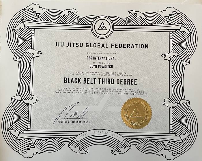 Black belt 3rd degree · July 11, 2023 · Promoted by Matt Thornton