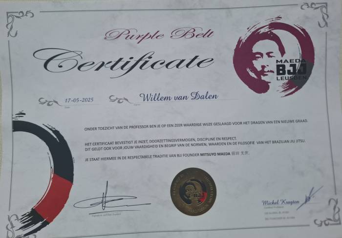 Purple belt · May 17, 2025 · Promoted by Michel Kragten