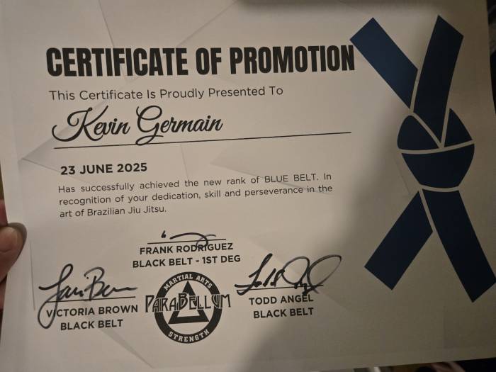 Blue belt · June 23, 2025 · Promoted by Frank Rodriguez