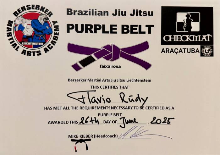 Purple belt · June 26, 2025 · Promoted by Mike Kieber