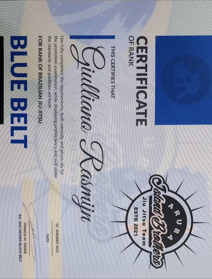 Blue belt · January 2, 2025 · Promoted by Professor Francis.M.Thode