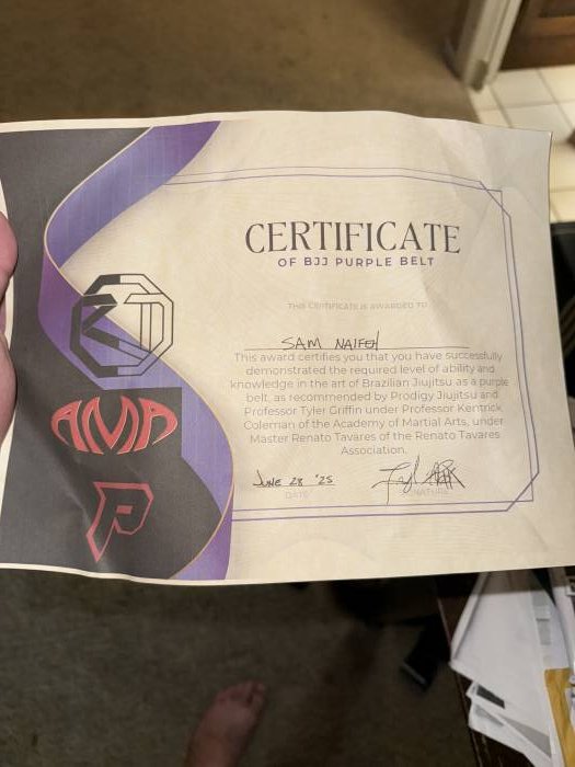 Purple belt · June 28, 2025 · Promoted by Tyler Griffin