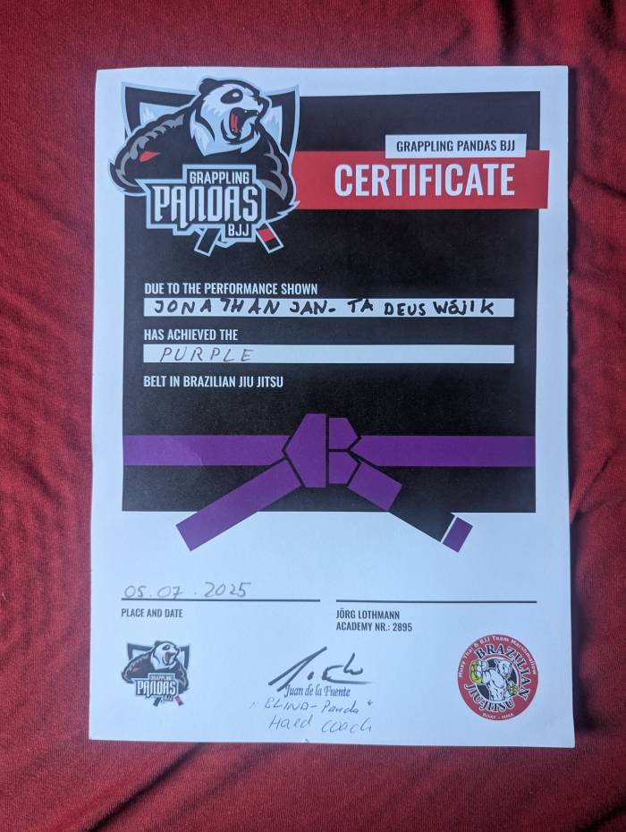 Purple belt · July 5, 2025 · Promoted by Juan De La Fuente Briones