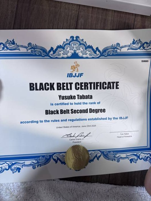 Black belt 2nd degree · June 21, 2022 · Promoted by Yuki Nakai